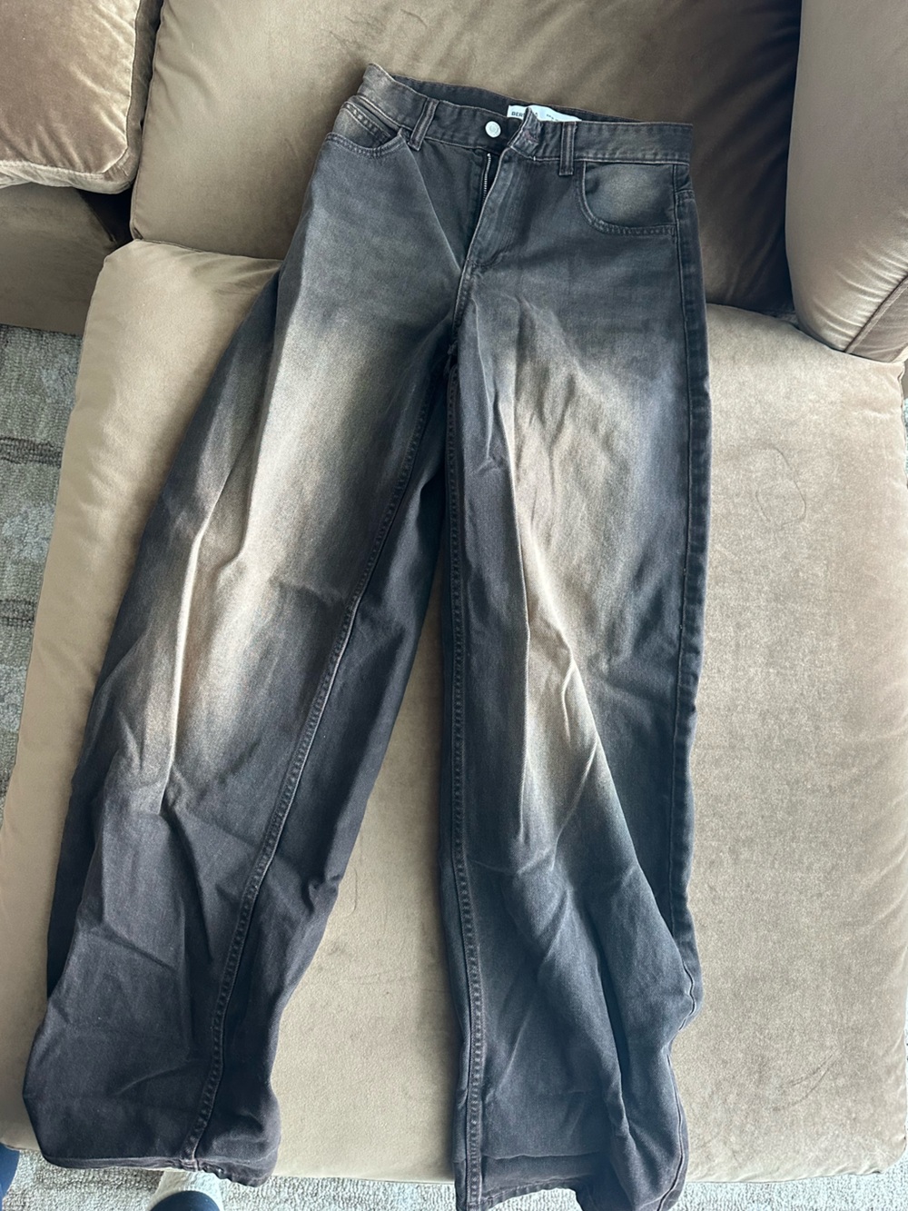 Bershka Washed Brown Relaxed Jeans